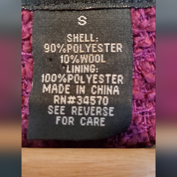 Boy Meets Girl Wool Blend Purple Tweed Double-Breasted Jacket Peacoat Size Small - Picture 8 of 8